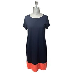 Boden Coralie T-Shirt Dress Short Sleeve Color Block Blue/Coral Size 8R